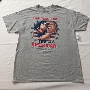 New Universal Studios Popeye I Yam What I Yam 100% American Shirt Size Large L